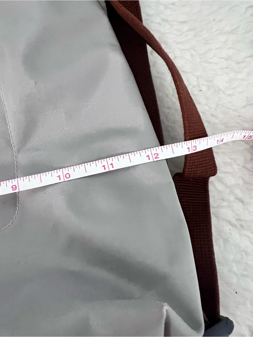 Longchamp Gray Backpack with Brown Trim and Straps medium
